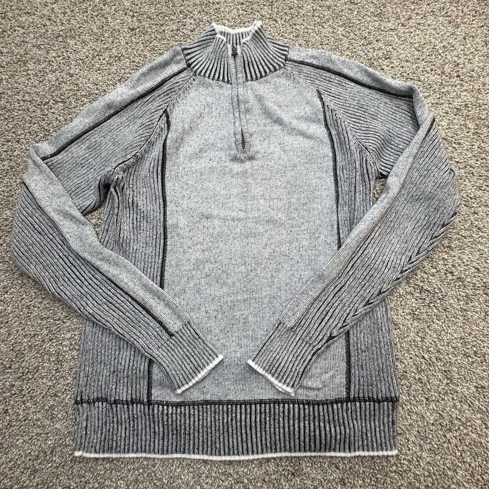 BKE Standard Fit‎ Cotton Sweater 1/4 Zip Mock Neck Acid Washed Gray Mens Medium